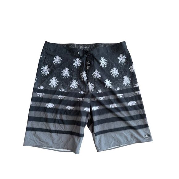 O’Neill Men’s Hyperfreak Heat Block Striped Black Gray Swim Boardshorts 42 - Picture 3 of 15